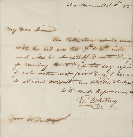 Lot #342 Eli Whitney: After revolutionizing American agriculture, the inventor looks forward to 