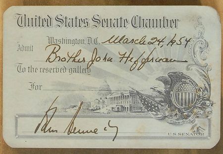 Lot #107 John F. Kennedy: 1954 Senate pass issued by the junior Massachusetts congressman - Image 2