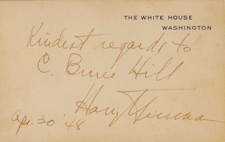 Lot #98 Harry S. Truman White House Card - Image 2