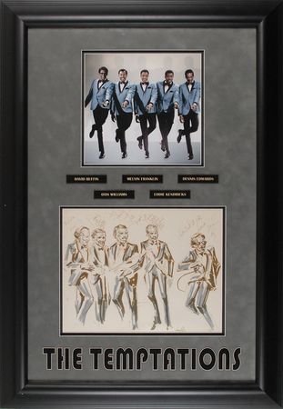 Lot #829 The Temptations: Rare fully signed Temptations sketch - Image 1