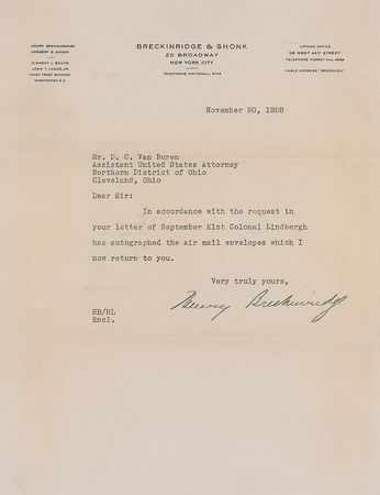 Lot #538 Charles Lindbergh Flown Airmail Cover - Image 1