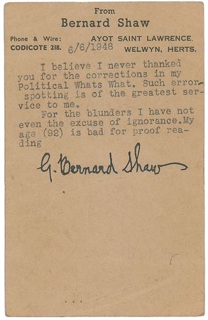Lot #740 George Bernard Shaw Typed Letter Signed - Image 1