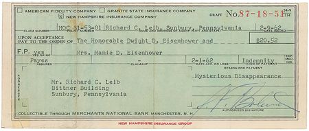 Lot #105 Dwight and Mamie Eisenhower Check - Image 2