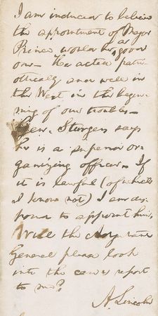 Lot #41 Abraham Lincoln: Remarkable signed and initialed presidential recommendation for a soldier who “acted patriotically and well in the West in the beginning of our troubles” - Image 2