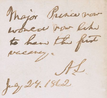 Lot #41 Abraham Lincoln: Remarkable signed and initialed presidential recommendation for a soldier who “acted patriotically and well in the West in the beginning of our troubles” - Image 4