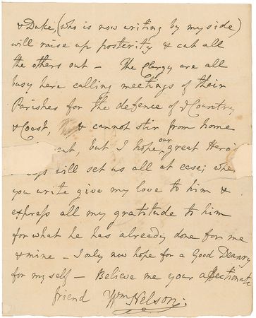 Lot #304 William Nelson: “We must heartily pray God,” writes the vice-admiral’s brother, “to preserve him, as He has hitherto done, from the perils of the seas & from the efforts of the Enemy” - Image 8