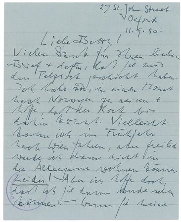 Lot #343 Ludwig Wittgenstein: The renowned philosopher seeks information on a wartime friend - Image 1