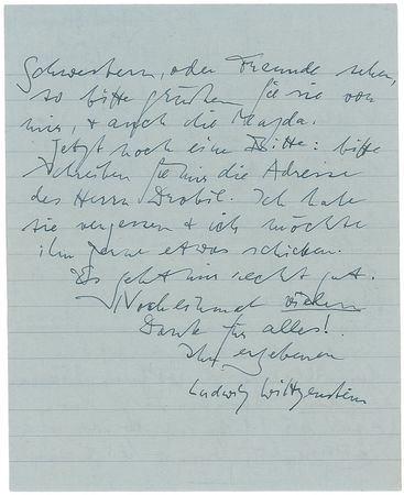 Lot #343 Ludwig Wittgenstein: The renowned philosopher seeks information on a wartime friend - Image 2