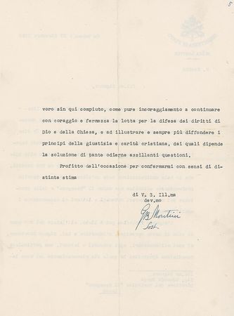 Lot #316 Pope Paul VI Typed Letter Signed - Image 2