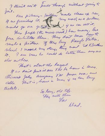 Lot #726 Zane Grey Handwritten Letter Signed - Image 6