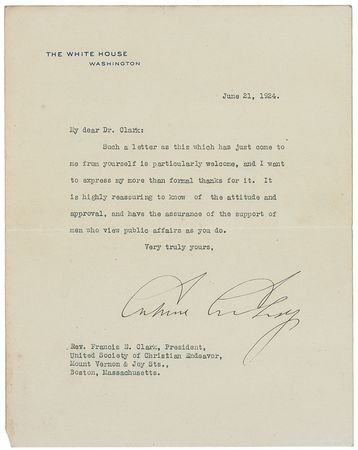 Lot #138 Woodrow Wilson and Calvin Coolidge Typed Letters Signed - Image 1