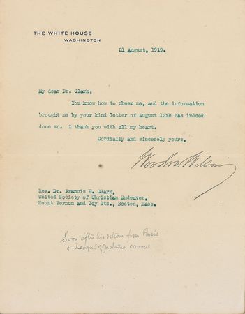 Lot #138 Woodrow Wilson and Calvin Coolidge Typed Letters Signed - Image 2
