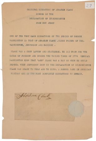 Lot #226 Declaration of Independence: Abraham Clark Signature - Image 2