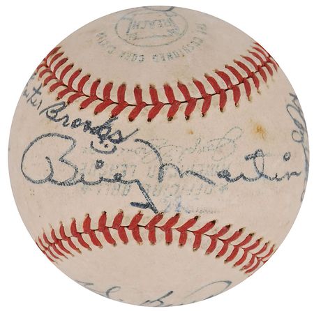 Lot #1091 DiMaggio, Martin, and Conigliaro Baseball - Image 2