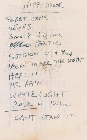 Lot #838 Velvet Underground: Sterling Morrison: Morrison?s handwritten set list for a Velvet Underground reunion concert - Image 1