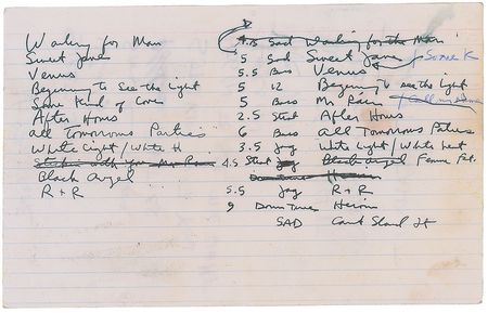 Lot #838 Velvet Underground: Sterling Morrison: Morrison?s handwritten set list for a Velvet Underground reunion concert - Image 2