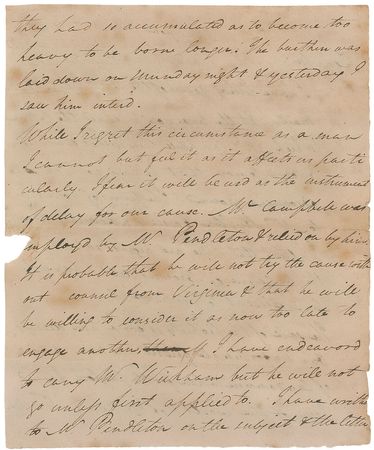 Lot #290 John Marshall: The important chief justice declines President Washington's request and reveals his opinion on slavery: “I believe that there are negroes subject to the balance of Browns debt” - Image 2