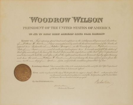 Lot #79 Woodrow Wilson Signed Document - Image 2