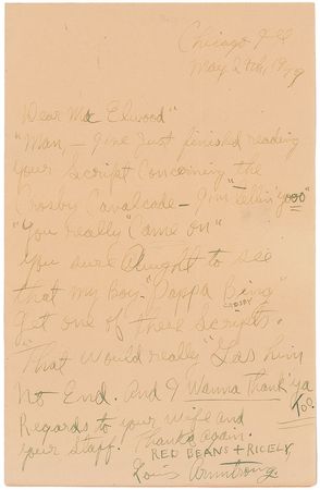Lot #786 Louis Armstrong Handwritten Letter Signed - Image 1