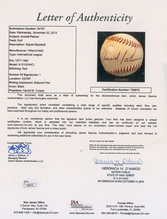 Lot #1116 Arnold Palmer Baseball - Image 2