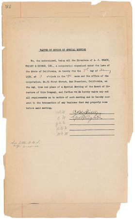 Lot #1055 George Wright Signed Document - Image 1