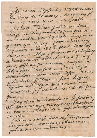 Lot #222 Vincent de Paul: Exceedingly rare 1660 letter by St. Vincent de Paul, arranging for ransoms to liberate Christians held captive - Image 2