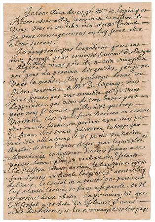 Lot #222 Vincent de Paul: Exceedingly rare 1660 letter by St. Vincent de Paul, arranging for ransoms to liberate Christians held captive - Image 3
