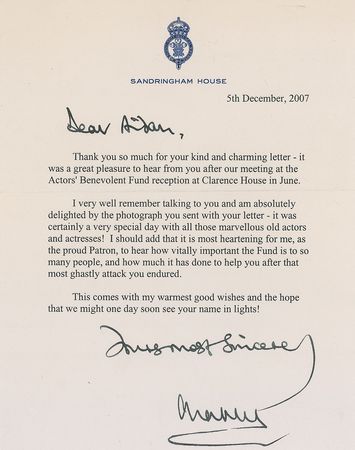 Lot #386 Prince Charles and Camilla Typed Letters Signed - Image 1