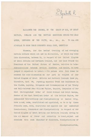 Lot #321 Queen Elizabeth II Signed Document - Image 1