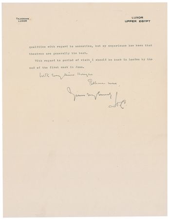 Lot #213 Howard Carter: ?My proposed lectures will comprise two: ?The Discovery of the Tomb of Tutankhamen,? and ?The Royal Burial and contents of the Innermost Chambers?? - Image 2