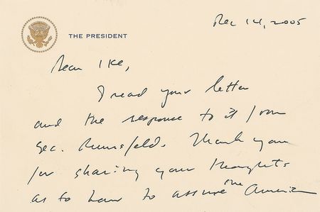 Lot #115 George W. Bush: ?I am concerned that a ?mathematized? approach would not give commanders the flexibility to respond to conditions on the ground ? - Image 1
