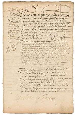 Lot #326 Cardinal Richelieu: Richelieu and other council members sign the minutes of a session in 1625 - Image 1