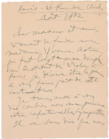 Lot #761 Georges Enesco Handwritten Letter Signed - Image 1