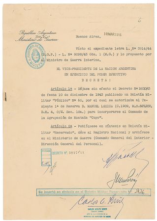 Lot #383 Juan Peron Signed Documents - Image 2