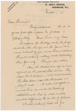 Lot #251 Alexander Fleming: “Here the doctors are up in arms against a threatened State service. They want to be doctors—not civil servants” - Image 1