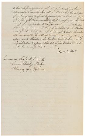 Lot #200 Samuel Adams: Adams demands that justice be done, for injustice ?furnishes an argument against the practicability of permanently establishing civil Governments under, & directing them by the Authority of the People? - Image 2