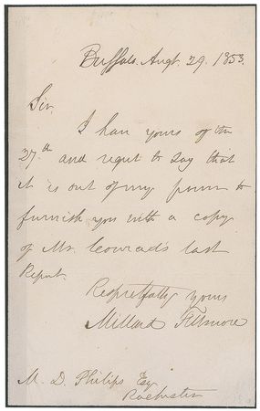 Lot #35 Millard Fillmore Handwritten Letter Signed