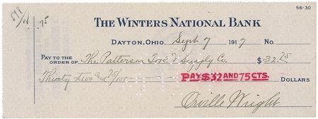 Lot #543 Orville Wright Check - Image 1