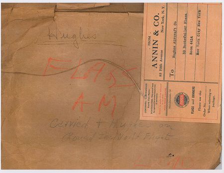Lot #537 Howard Hughes: Exceptionally desirable flown postal cover and flag from Hughes?s around-the-world flight - Image 3