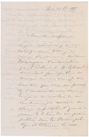 Lot #738 Sully Prudhomme Handwritten Letter Signed - Image 1