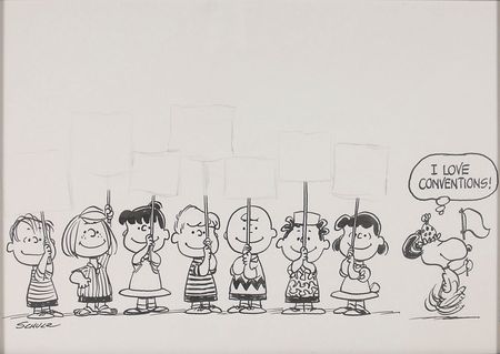 Lot #656 Charles Schulz: Terrific oversized original drawing of the whole Peanuts cast - Image 1