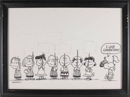 Lot #656 Charles Schulz: Terrific oversized original drawing of the whole Peanuts cast - Image 2