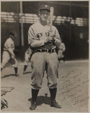 Lot #1037 Lou Gehrig: Magnificent portrait of the Iron Horse: “May your achievements make mine look trivial” - Image 1