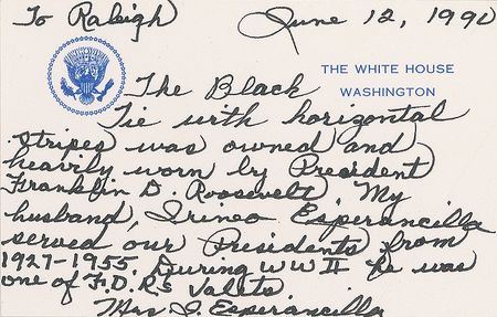 Lot #127 Franklin D. Roosevelt?s Black and White Striped Tie - Image 4