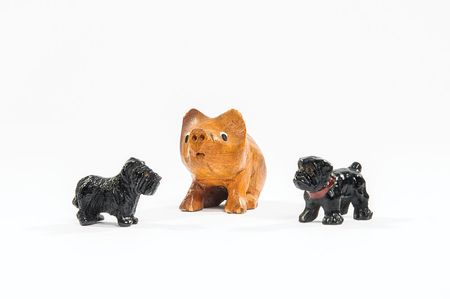 Lot #96 Franklin D. Roosevelt?s Wooden Dog and Pig Figurines - Image 1