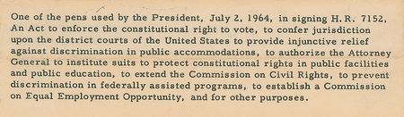 Lot #234 Lyndon B. Johnson’s Civil Rights Act Bill Signing Pen - Image 3