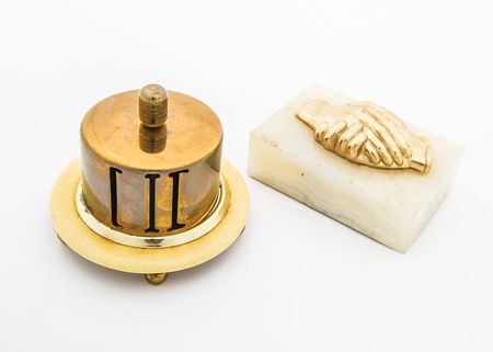 Lot #248 Lyndon B. Johnson’s Paperweight and Stamp Dispenser - Image 1