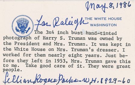 Lot #158 Harry S. Truman Photograph Kept on Mrs. Truman?s Dresser - Image 2