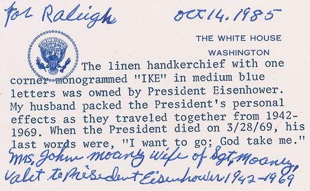 Lot #194 Dwight D. Eisenhower’s Linen Handkerchief - Image 3