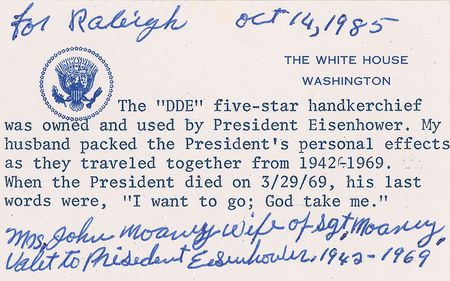 Lot #179 Dwight D. Eisenhower’s Five-Star General Linen Handkerchief - Image 2